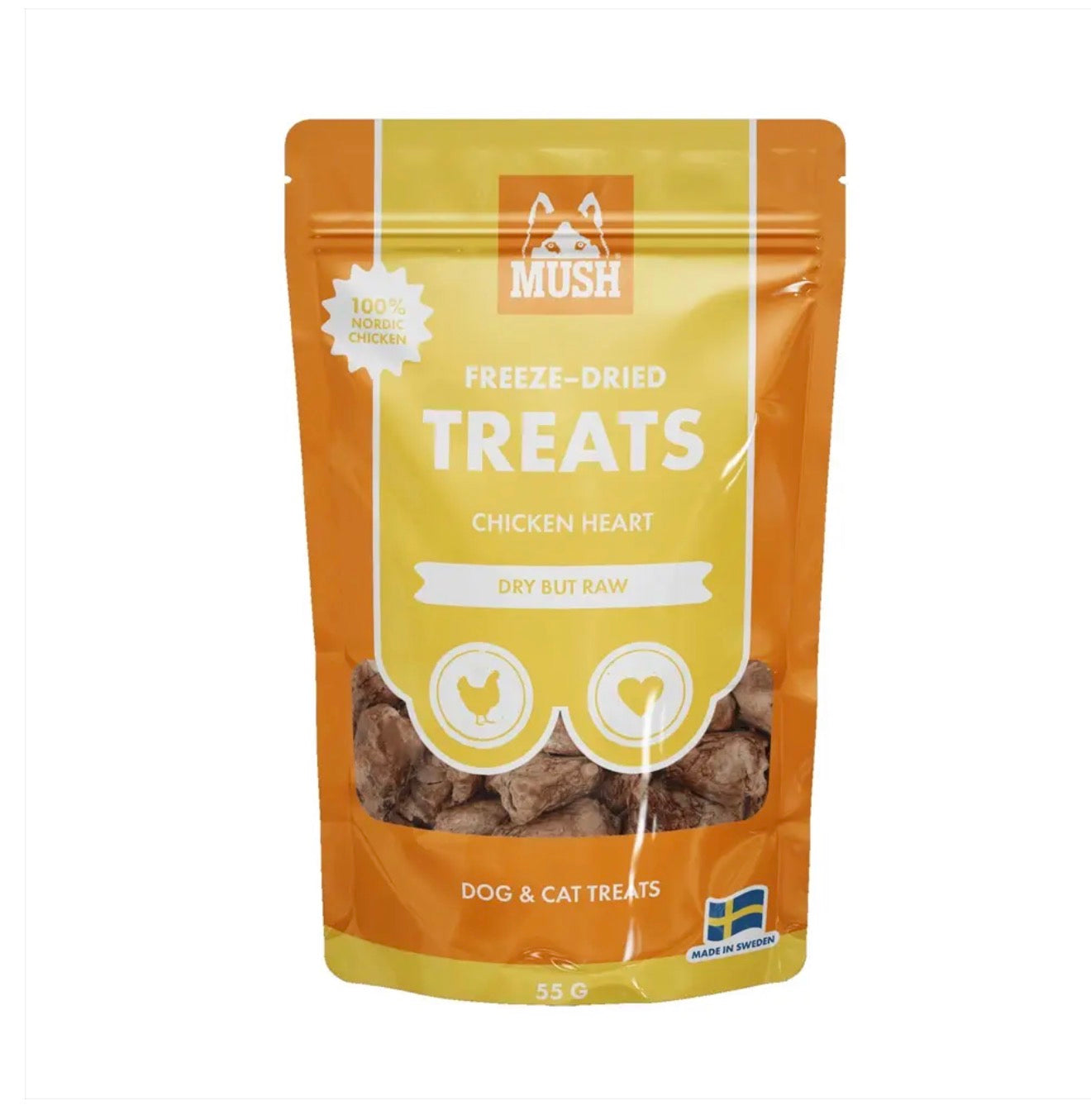 MUSH Treat Kyllingehjerte 55g - frysetørrede